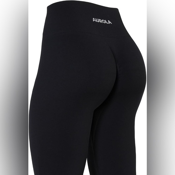 AUROLA Dream Collection Workout Leggings High Waist Seamless ScrunchDark Black M - Picture 2 of 8